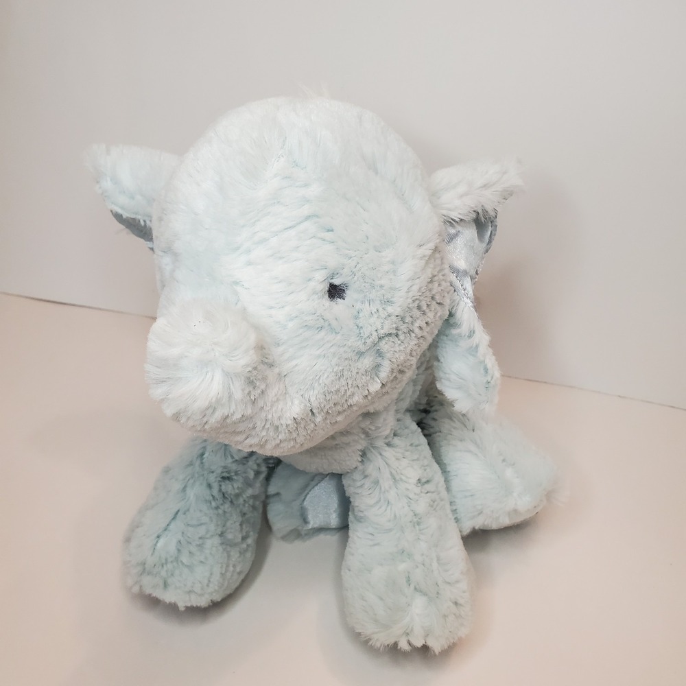 Nat‎ And Jules Blue Grey Plush Satin Foot Elephant Stuffed Animal